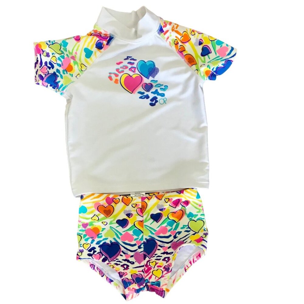 OP Ocean Pacific Baby Girl Bathing Swim‎ Suit Rash Guard and Bottoms Size 12M
